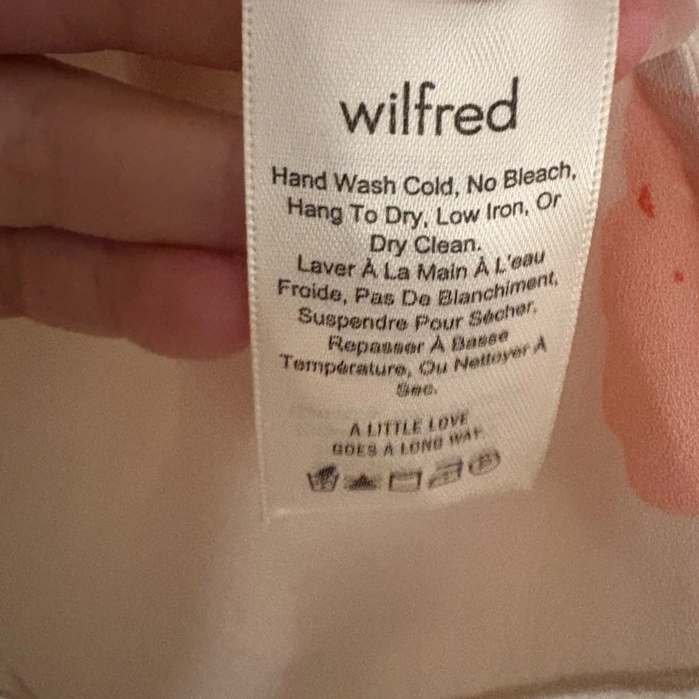 Wilfred | Aritzia Tia floral flowy long sleeve blouse cream size small front tie - Picture 7 of 8